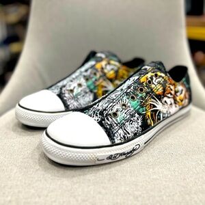 Ed Hardy Black and Green Sneakers